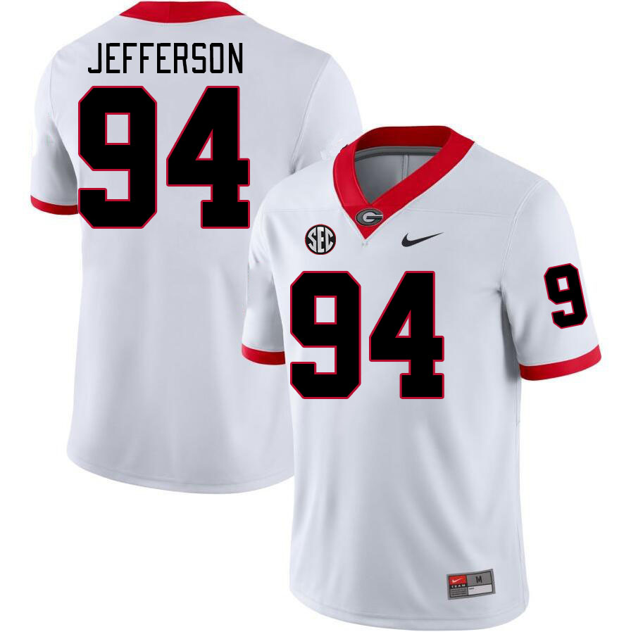 Georgia Bulldogs Men's Jonathan Jefferson #94 White Stitched College UGA Football Jersey 23YM017QN